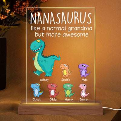 Grandmasaurus And Kids Personalized Plaque LED Night Light