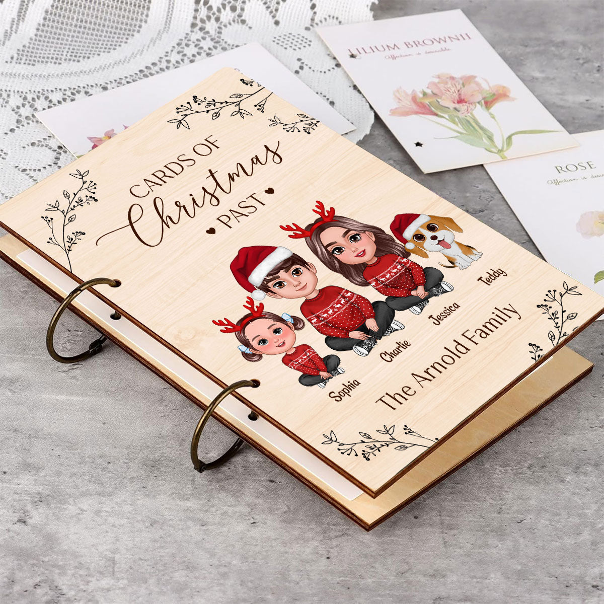 Family Crossed Legs Christmas Card Storage Personalized Christmas Card Keeper