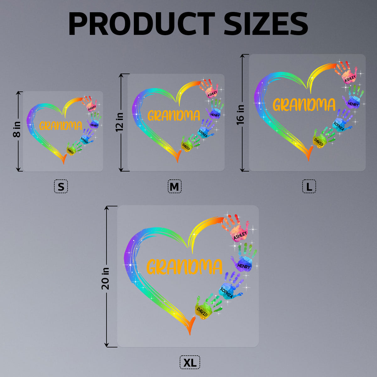 Grandma Mom Heart Hand Print Personalized Decal