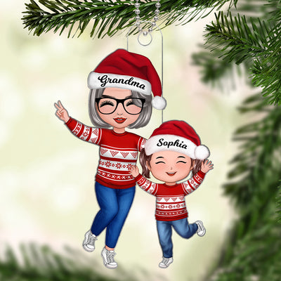 Happy Doll Grandma & GrandKid Christmas Gift For Granddaughter Grandson Personalized Acrylic Ornament