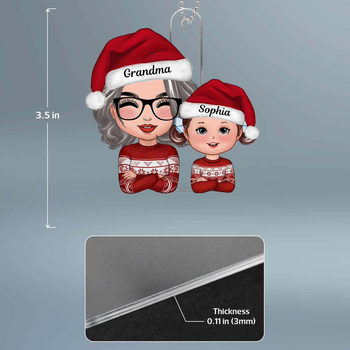 Cute Grandma Granddaughter Grandson Crossed Arms Personalized Acrylic Ornament