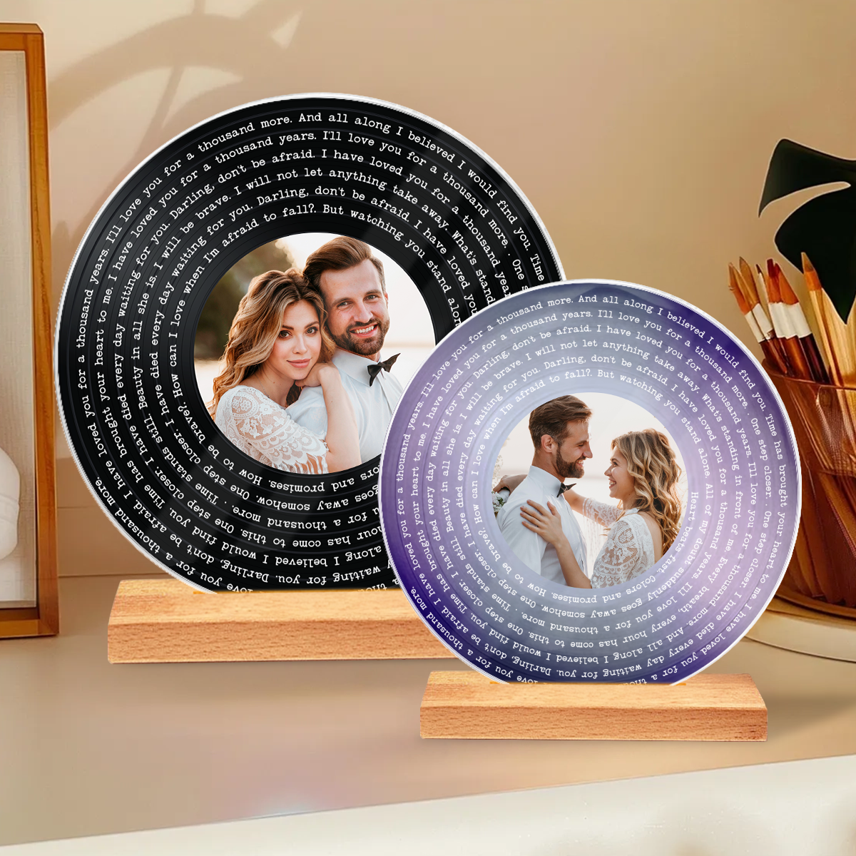 Personalized Vinyl Lyrics Record with Photo - Acrylic Song Plaque - Anniversary Wedding  Birthday Gift for Her Him