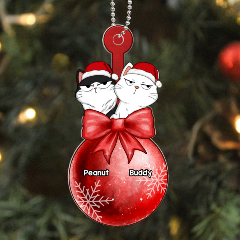 Funny Expression Cats Holding On Christmas Ornament Personalized Acrylic Ornament