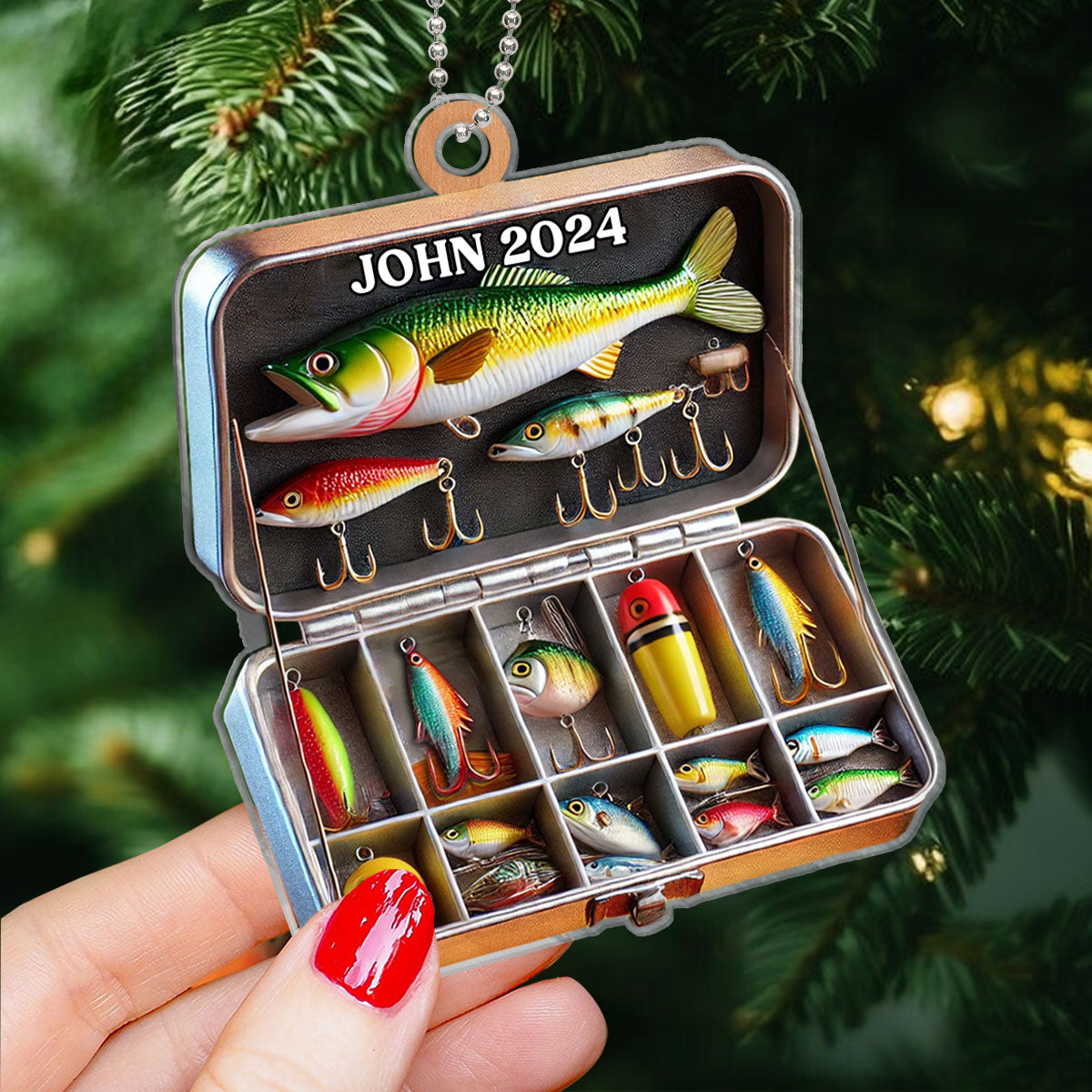 Fishing Tackle Box 2D Flat Acrylic Ornament Not 3D, Fisherman Ornament, Fishing Dad Ornament, Christmas Gifts Tackle Box, Gifts for Him