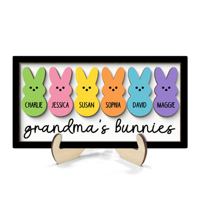 Grandma Mom Peeps Easter Gift Personalized 2-layer Wooden Plaque