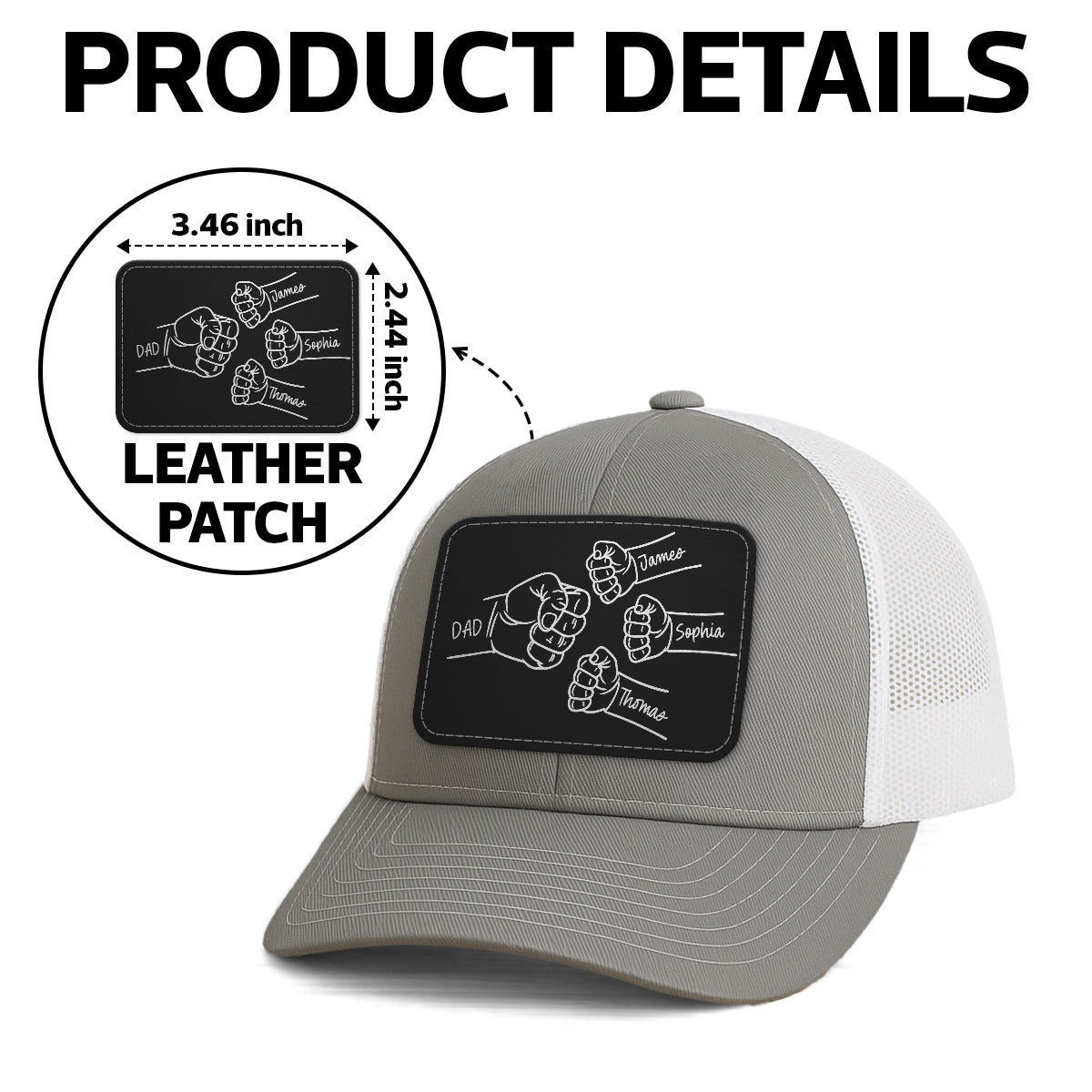 Dad Fist Bump Outline Personalized Leather Patch Hat