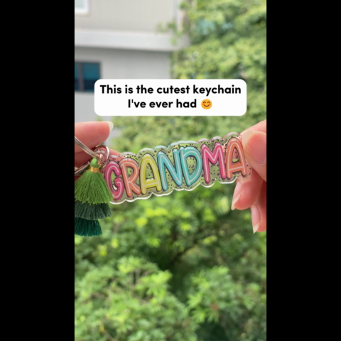 Grandma Mom Colorful Pattern Personalized 2-Layer Acrylic Keychain
