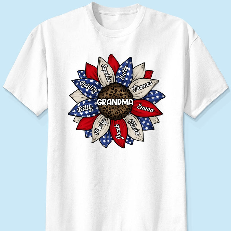 Grandma Leopard Nation Flag Sunflower Personalized Shirt