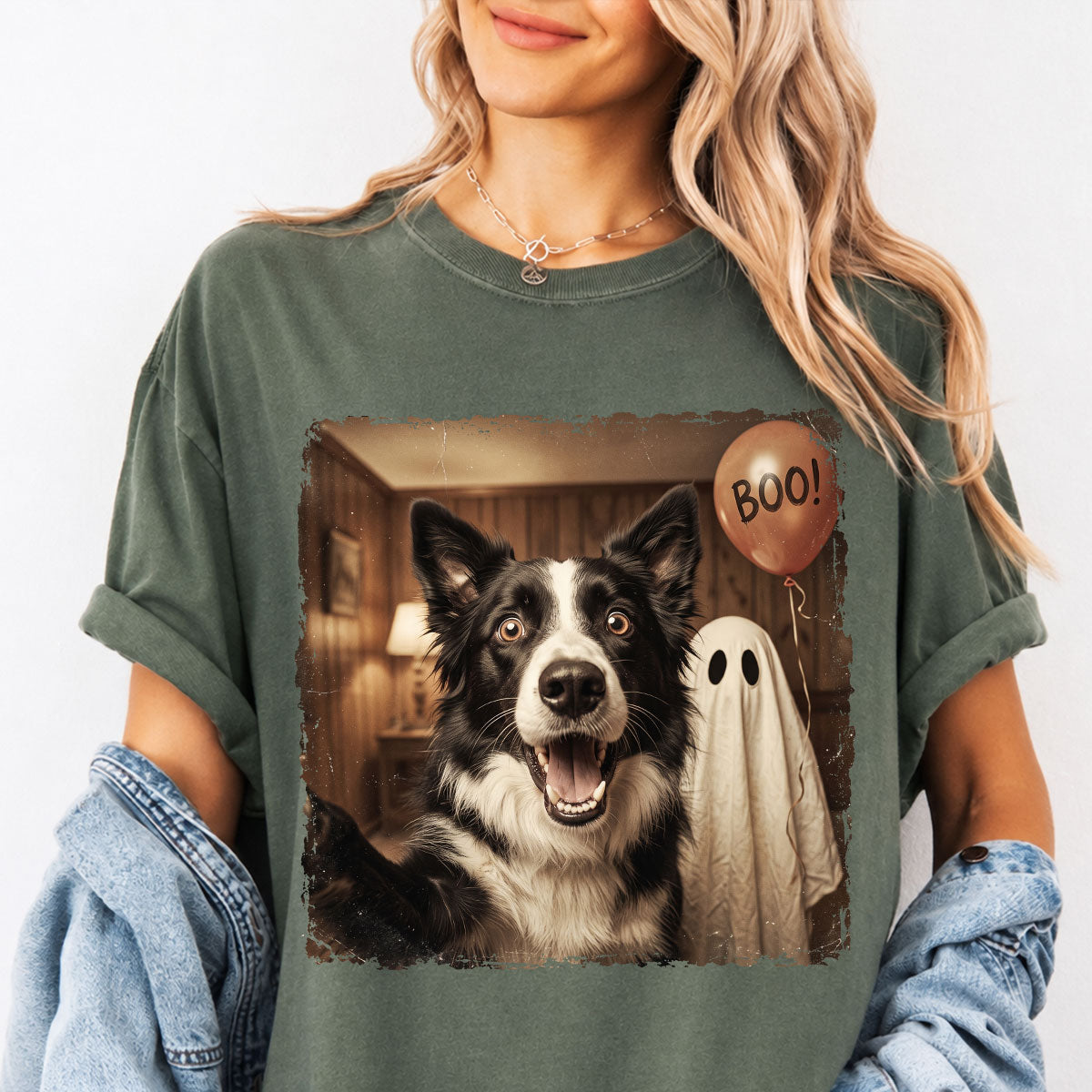 Custom Dog Photo Halloween - Personalized Shirt - Trendy Vintage Spooky Tee for Dog Moms