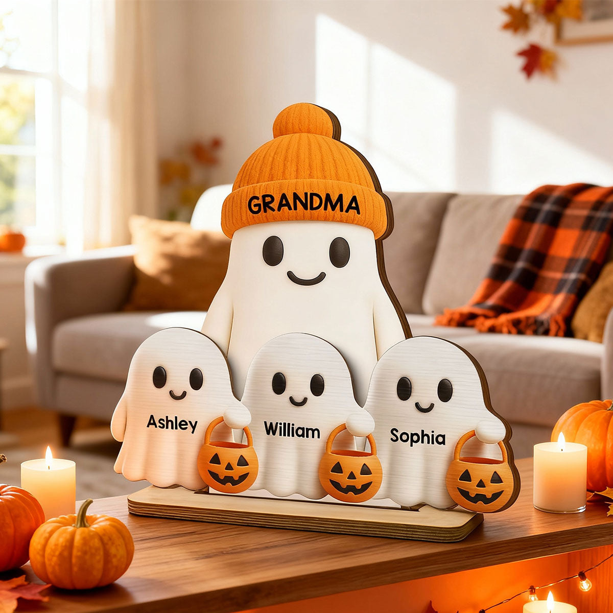 Grandma Boo Crew Halloween Decor - Personalized 2-Layered Wooden Plaque - Gift For Grandmas