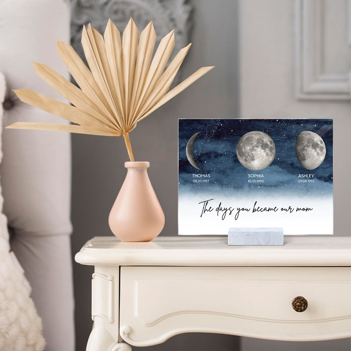 Starry Night Custom Birth Moon Phase The Day You Became Our Mom Personalized Acrylic Plaque