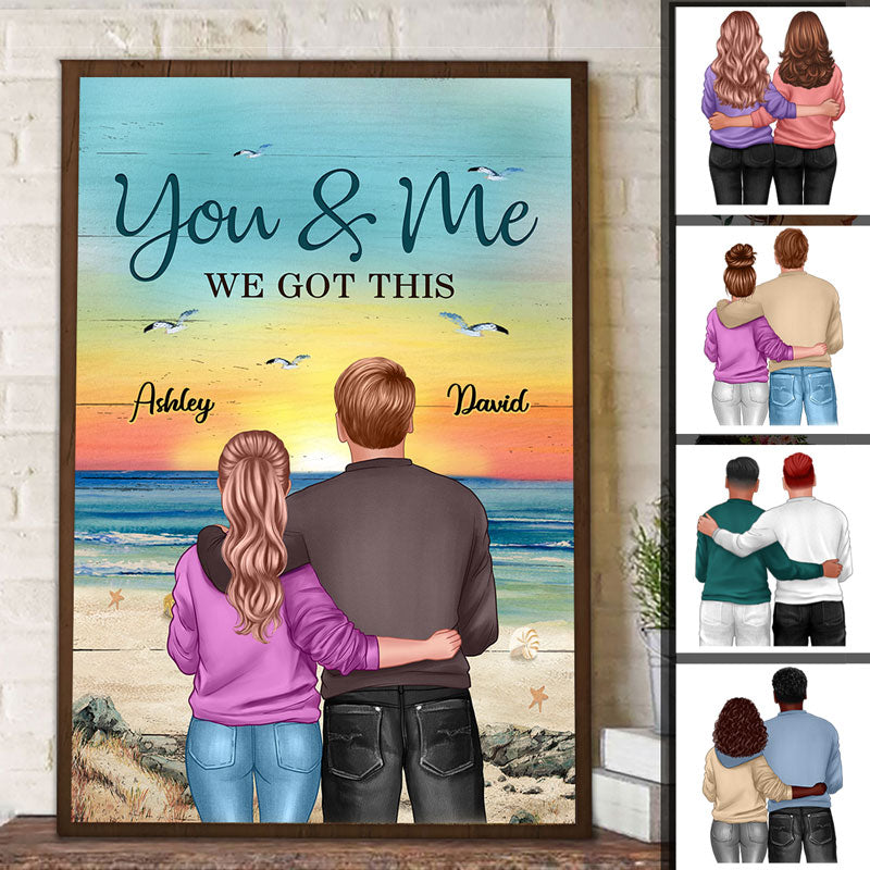 Back View Couple At Beach We Got This Personalized Vertical Poster