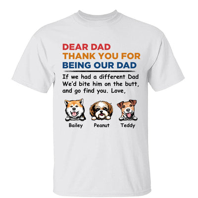 Dear Dog Dad Thank You Peeking Dog Retro Personalized Shirt