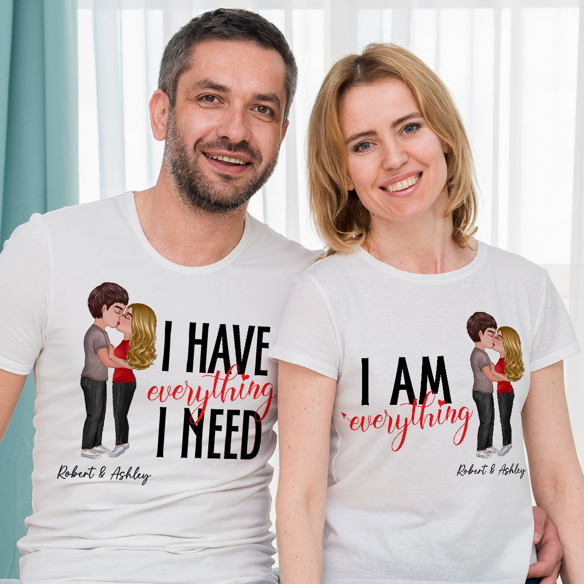 Couple Everything Valentine‘s Day Personalized Matching Shirts [Set of 2 Shirts]