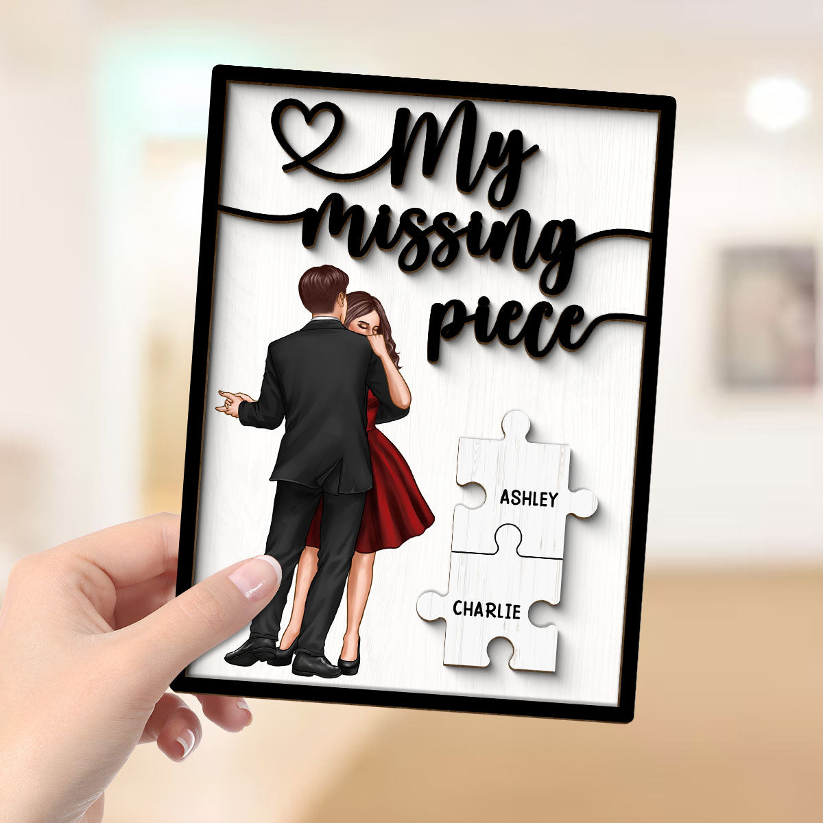 My Missing Piece Dancing Couple Personalized 2-Layer Wooden Plaque, Anniversary Gift,  Gift For Couple