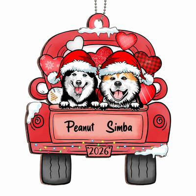 Dogs Christmas Pattern Personalized Wooden Ornament