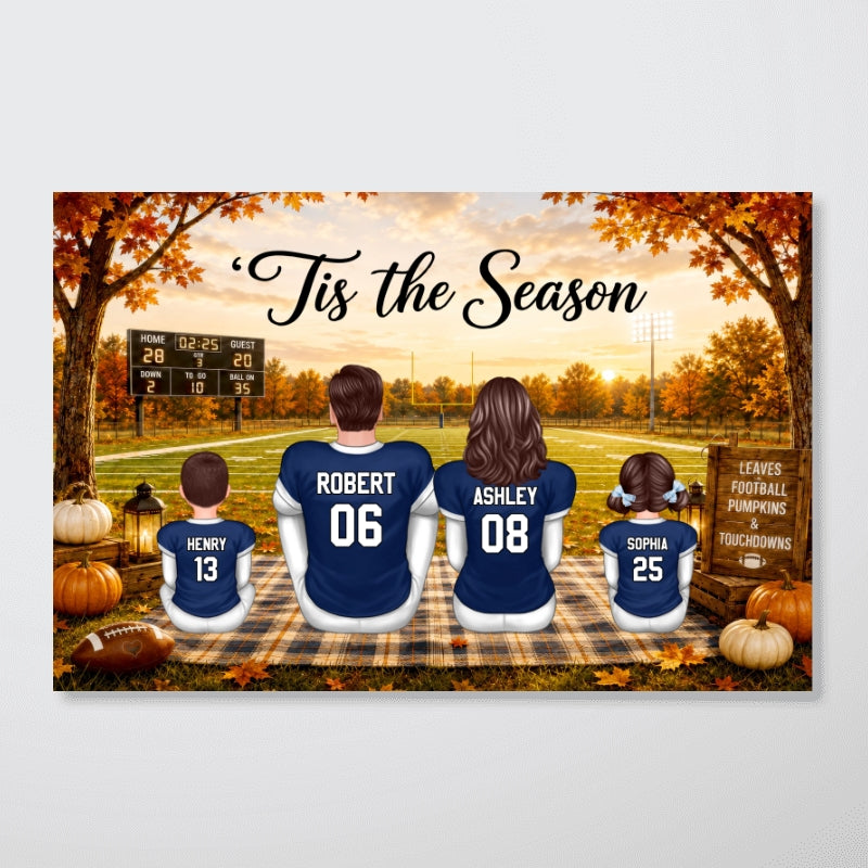 Trending Fall Season Football Family Sitting - Personalized Poster - Gift For Husband Dad Grandpa