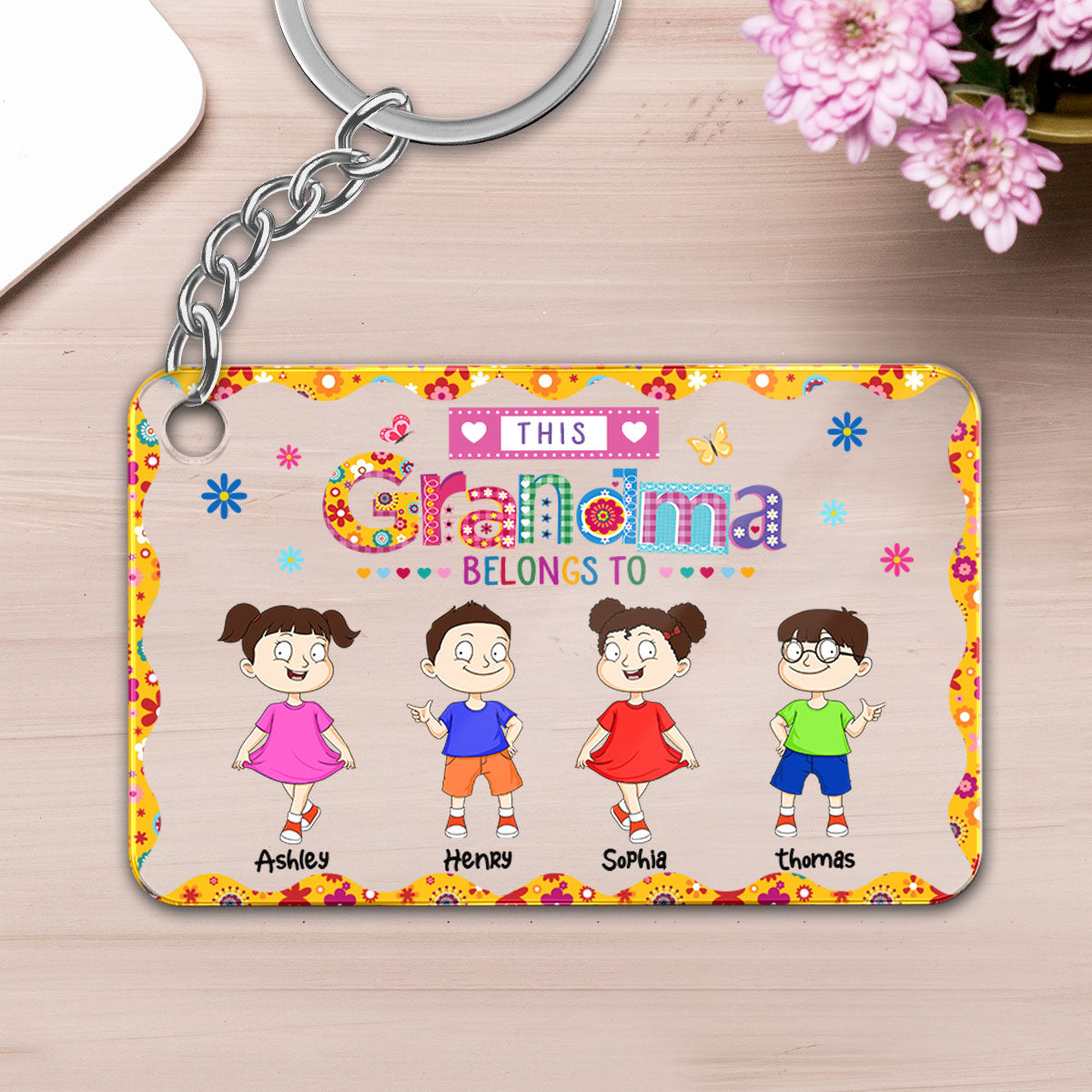 This Grandma Belongs To Colorful Personalized Acrylic Keychain