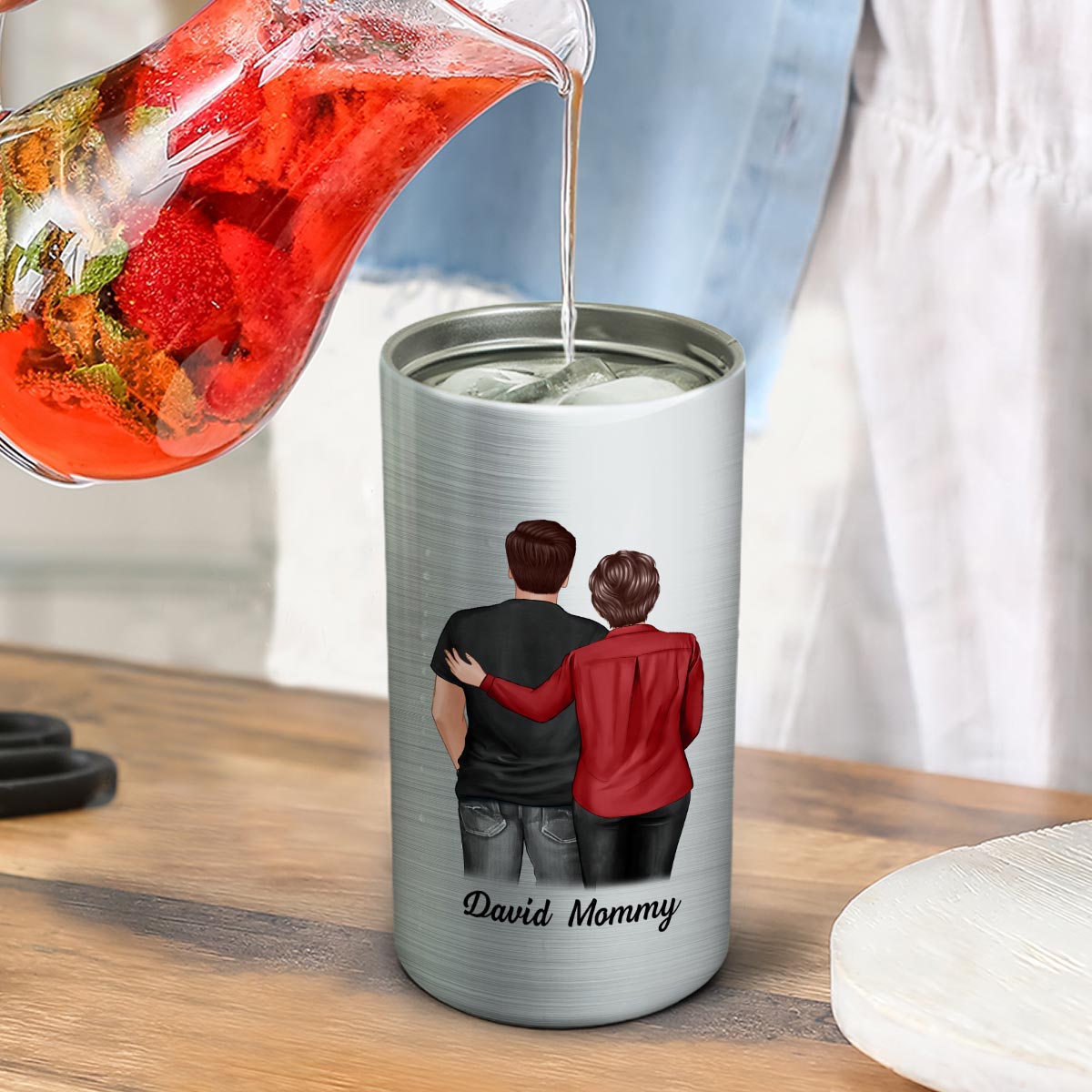 To My Son From Mom Happy Father‘s Day Back View Personalized 4 In 1 Can Cooler