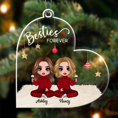 Heart Shape Doll Besties Christmas Checkered Pants Personalized Acrylic Ornament