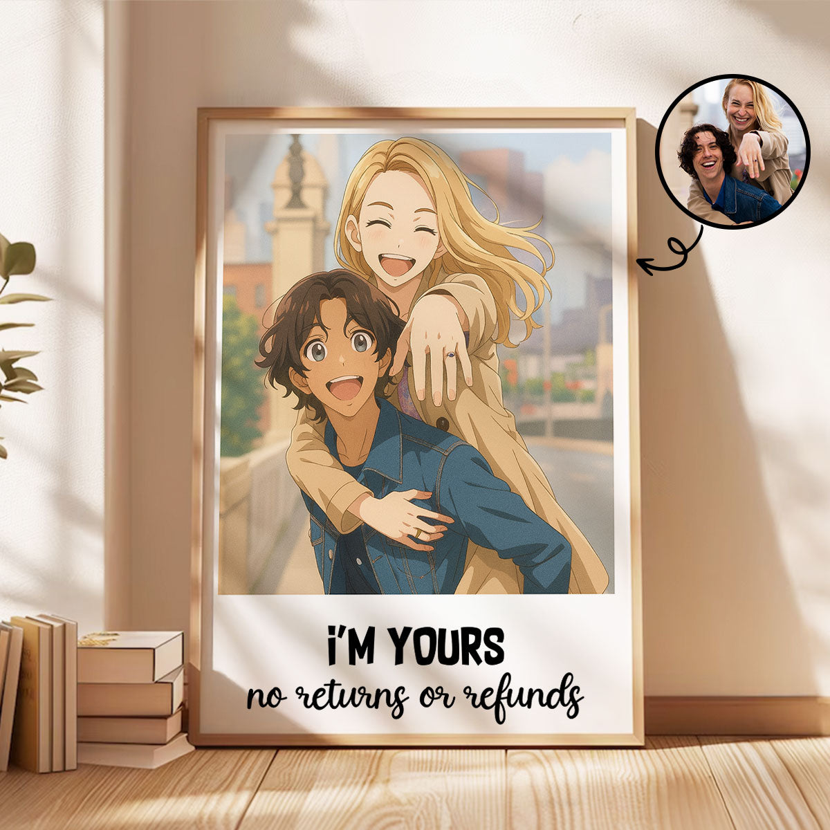 Custom Couple Art Print Personalized Photo Upload Poster, Gift for Couples, Best Friends, Family