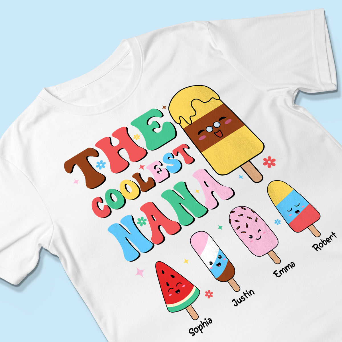 The Coolest Grandma Ice Cream Summer Personalized Shirt