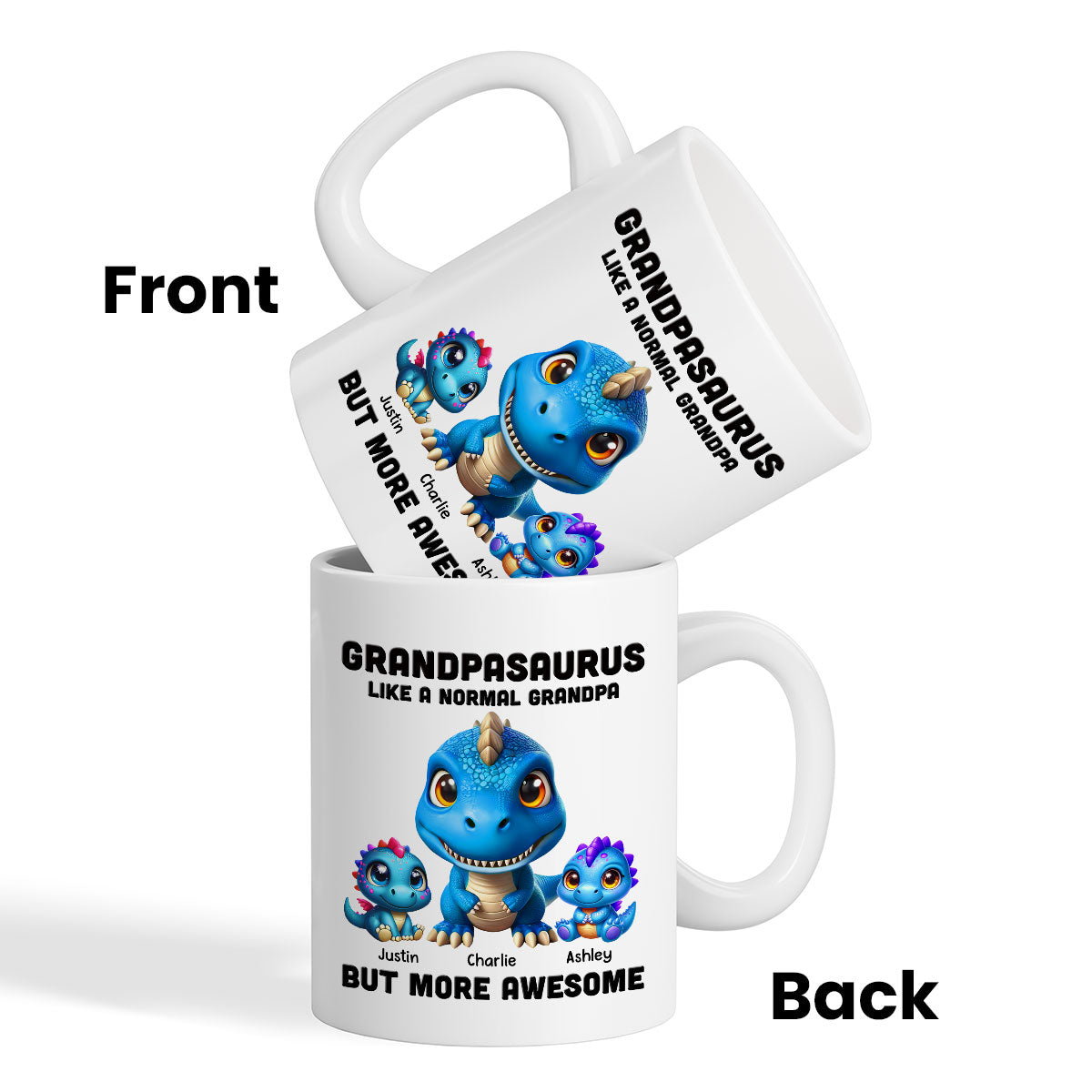 Daddysaurus Grandpasaurus 3D Dinosaurs Personalized Mug