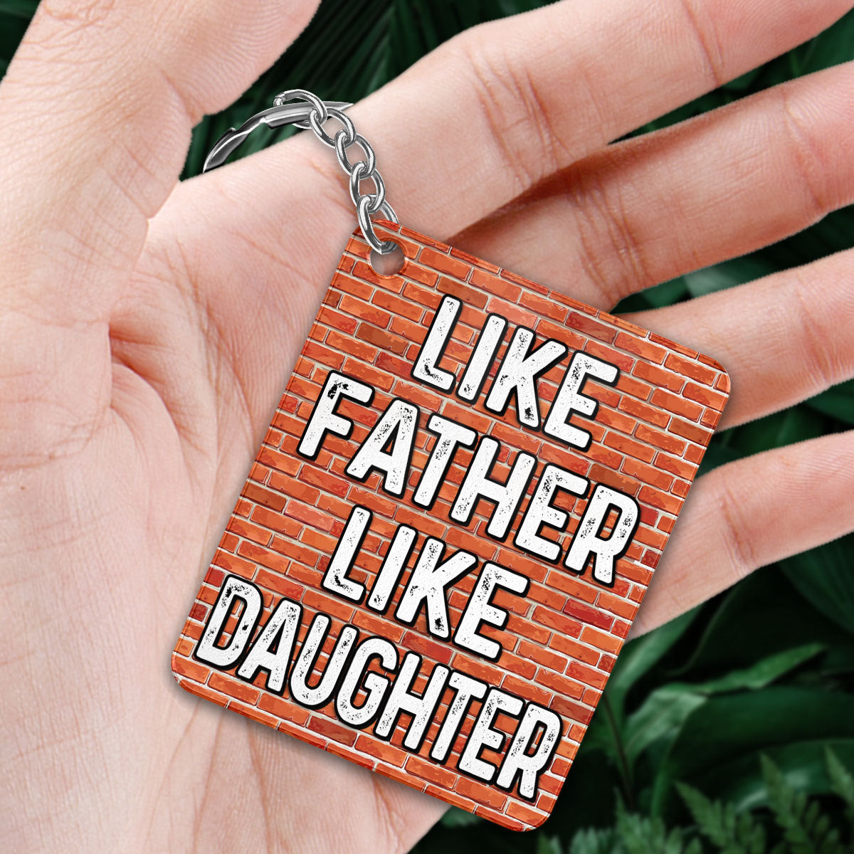 Like Father Like Daughters Like Sons Dad And Kids Standing Front View Personalized Acrylic Keychain