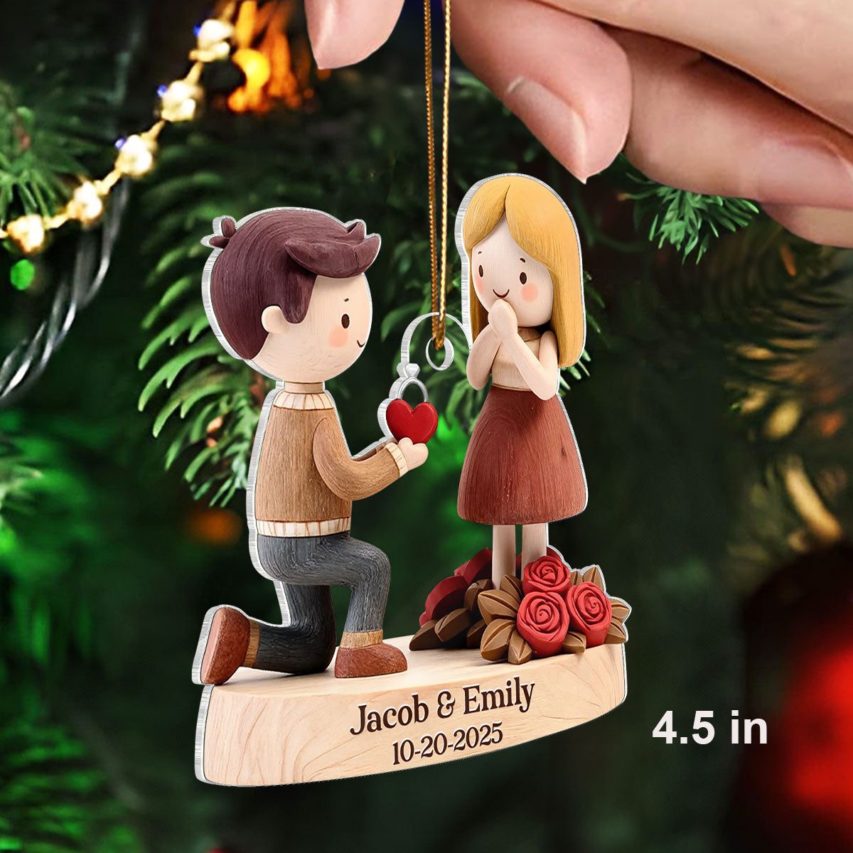 Couple Marriage Proposal Engagement 2025 - Personalized Acrylic Ornament - Custom She Said Yes Keepsake