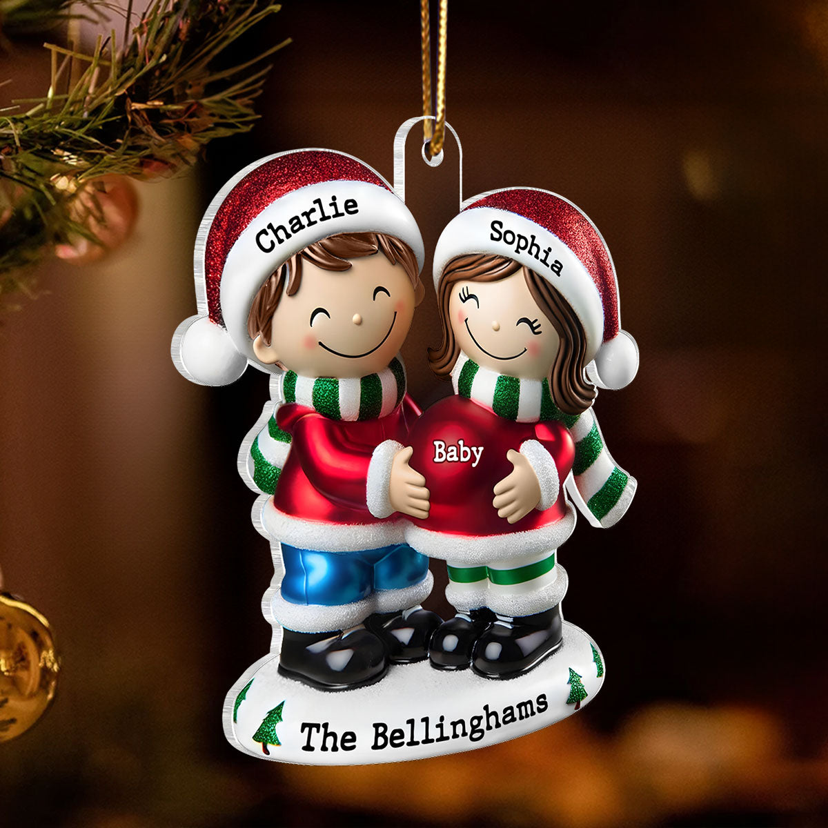 2024 Pregnancy Ornament, Personalized We're Expecting Parents, Pregnant Christmas Ornament, Mom and Dad to Be Gift