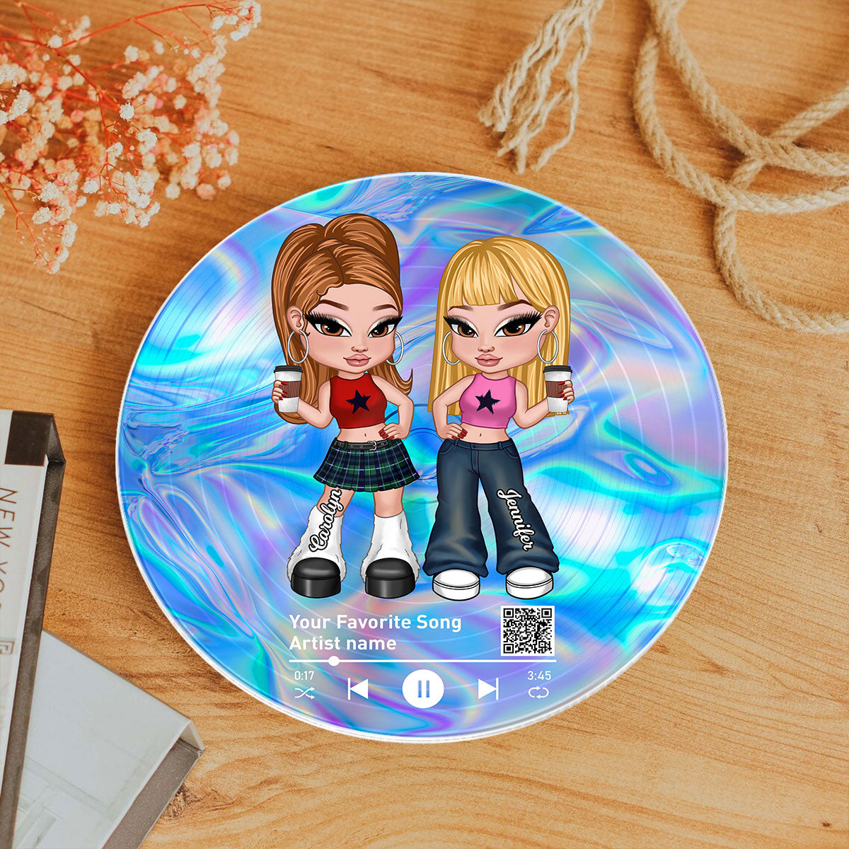 Personalized Vinyl Record with Photo, Favorite Song QR Code Acrylic Plaque, Anniversary Gift for Friends, Birthday Gift for Besties