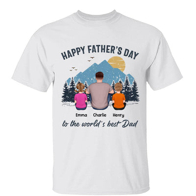 Best Dad Back View Retro Mountain Personalized Shirt