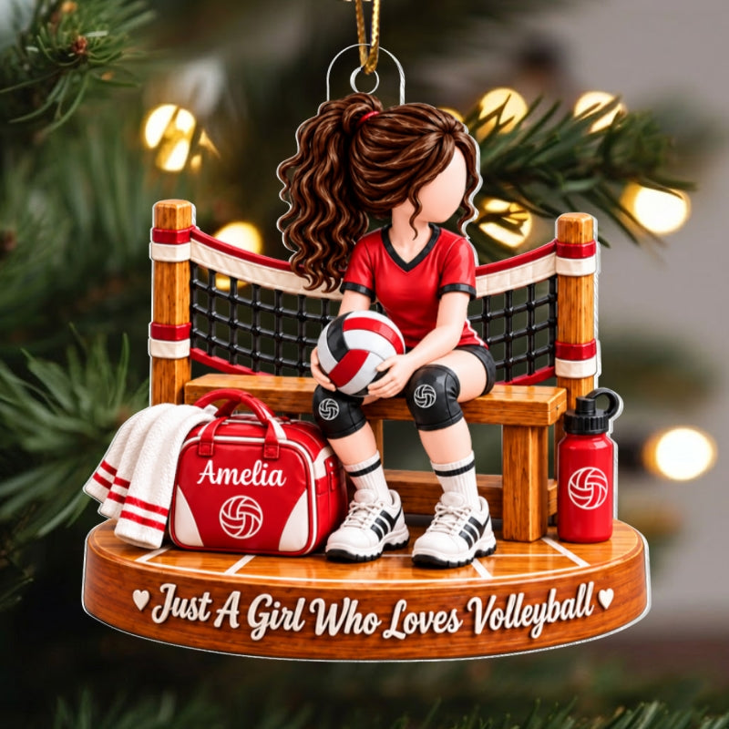 Just a Girl Who Loves Volleyball - Personalized Acrylic Ornament - Christmas Gift for Daughter, Granddaughter