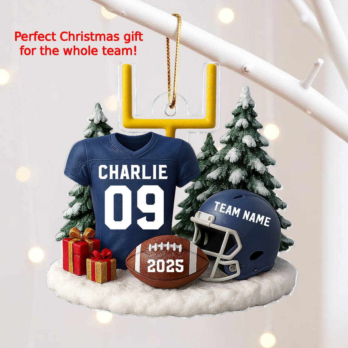3D Effect Proud American Football Player Uniform - Personalized Acrylic Car Hanger - Gift For Football Lovers, Football Team