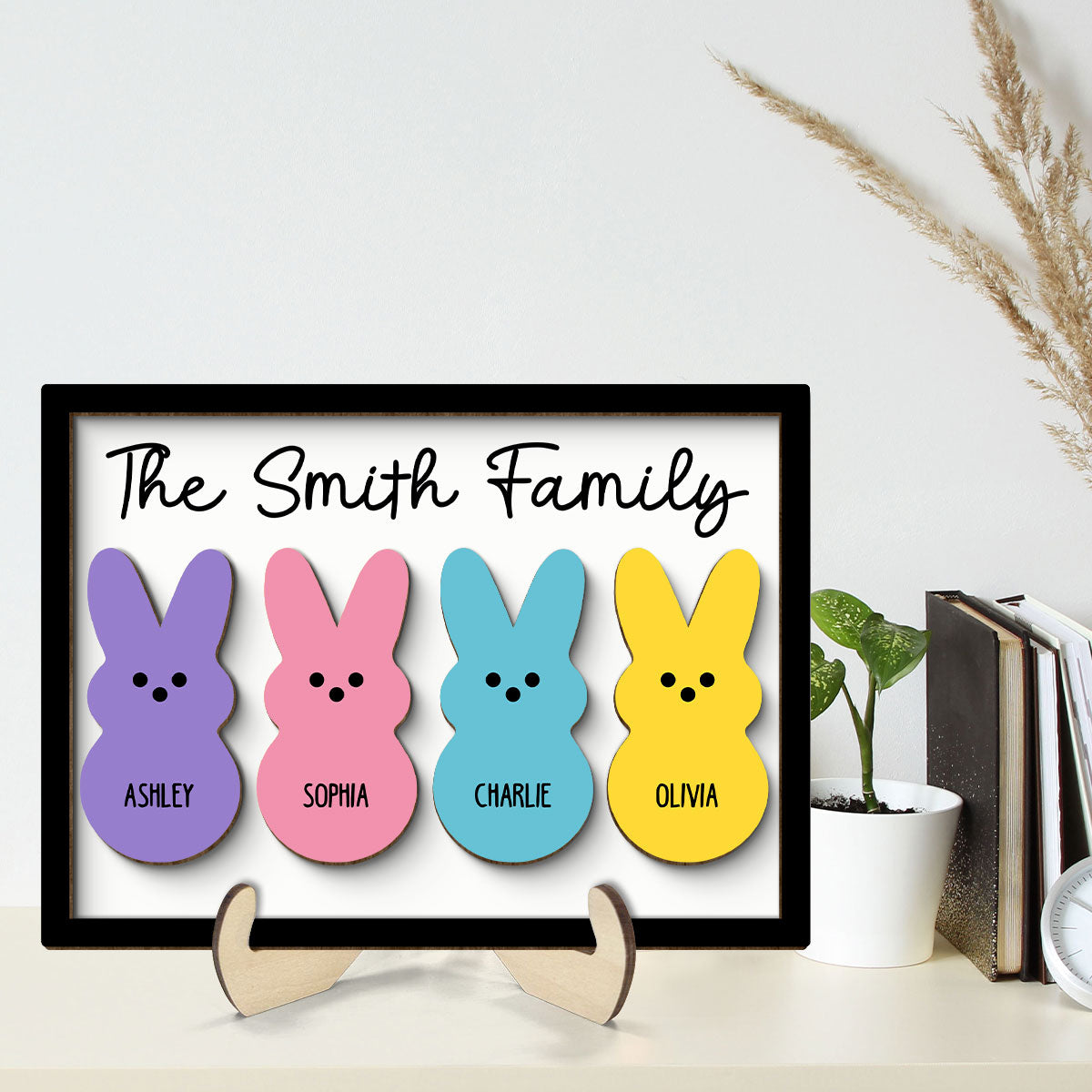 Family Easter Personalized 2-Layer Wooden Plaque
