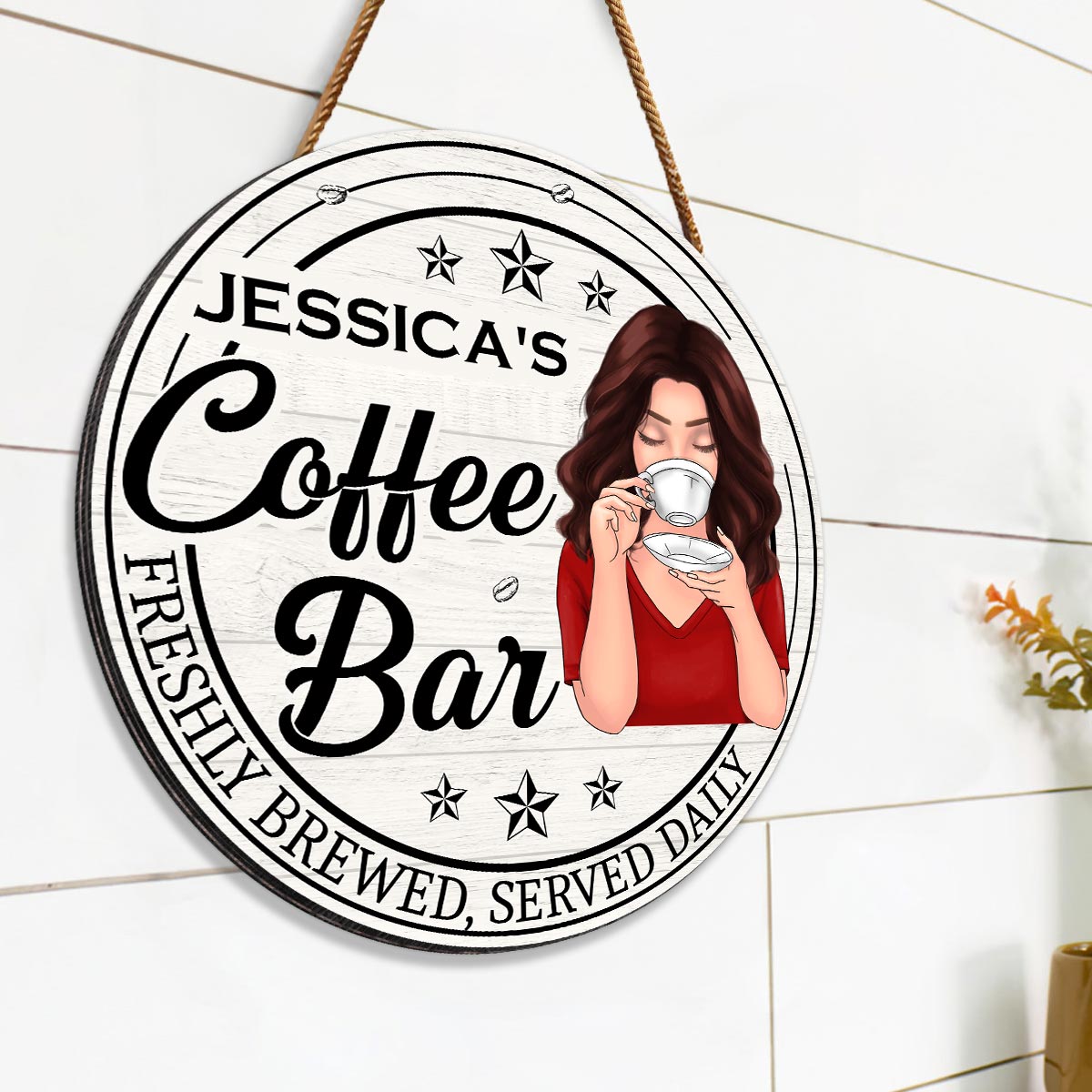 Coffee Bar Personalized Wood Sign Decor for Home, Kitchen, Coffee Station, Office