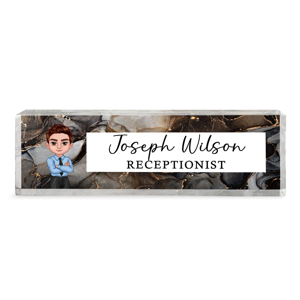 Galaxy Marble Texture Man Woman Office Personalized Desk Name Plate