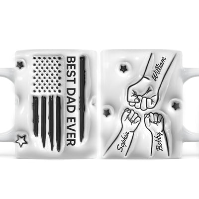 Best Dad Papa Grandpa Ever Fist Bump Outline Nation Flag Father‘s Day Gift Personalized 3D Inflated Mug