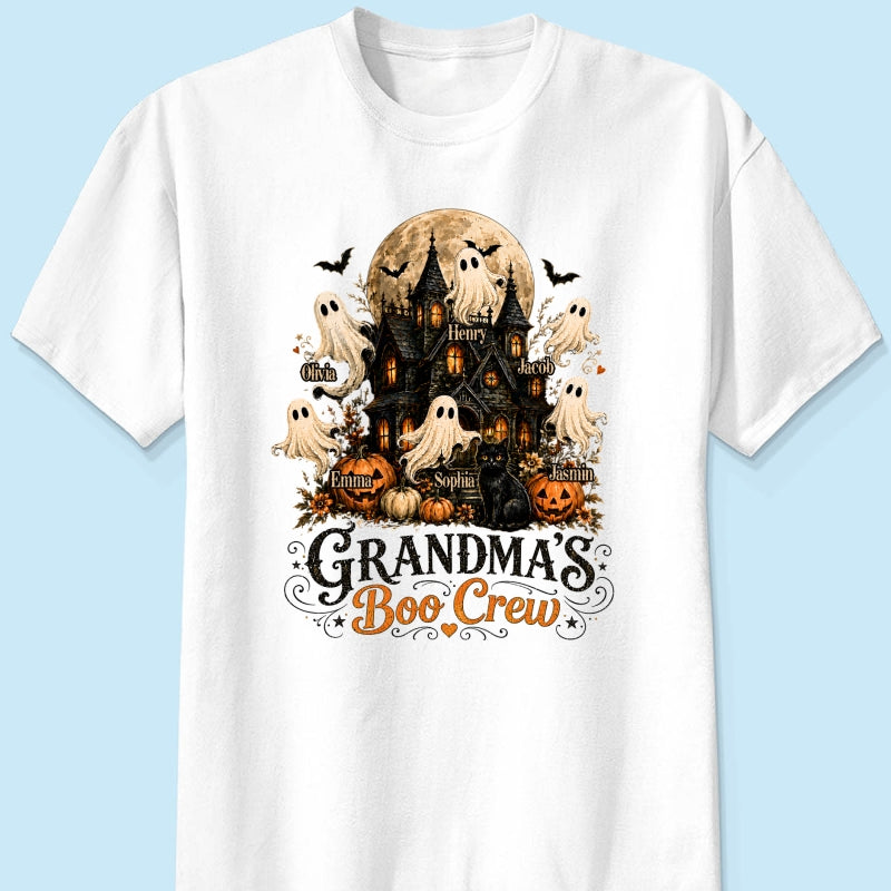 Grandma's Boo Crew Haunted House Halloween - Personalized Shirt - Gift for Grandma