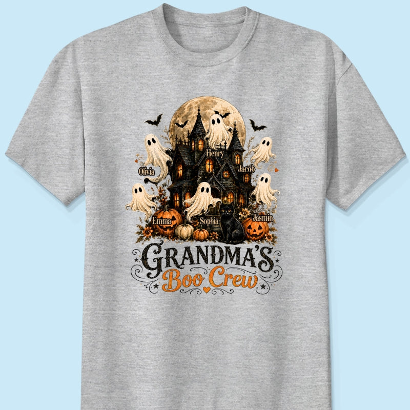 Grandma's Boo Crew Haunted House Halloween - Personalized Shirt - Gift for Grandma