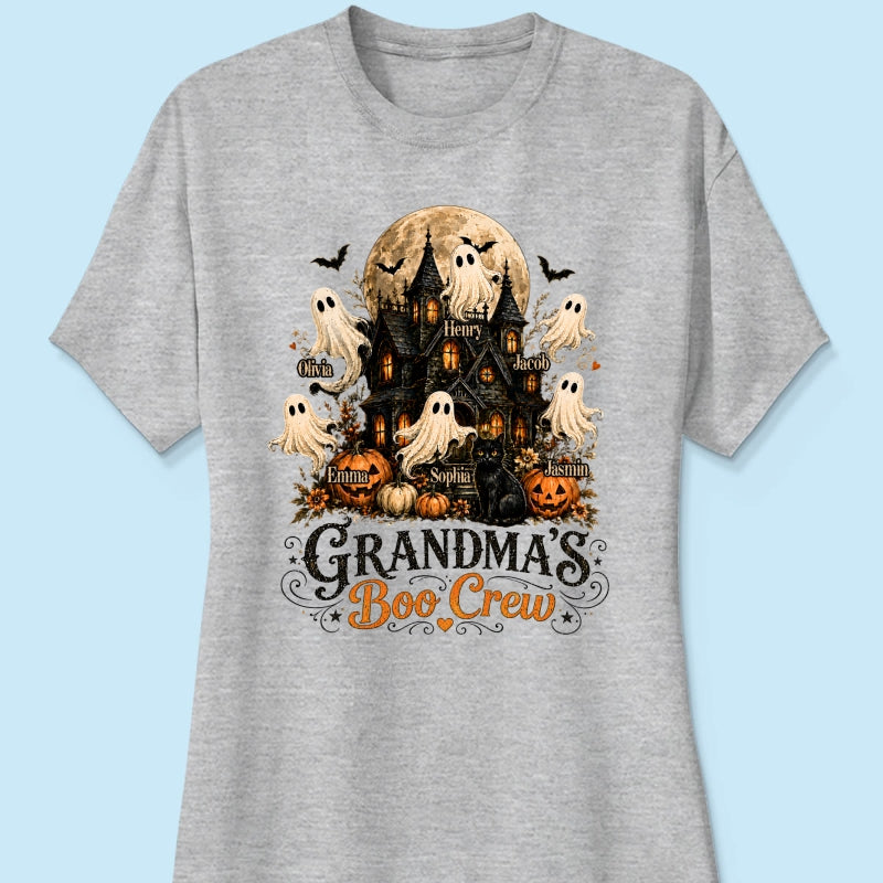 Grandma's Boo Crew Haunted House Halloween - Personalized Shirt - Gift for Grandma