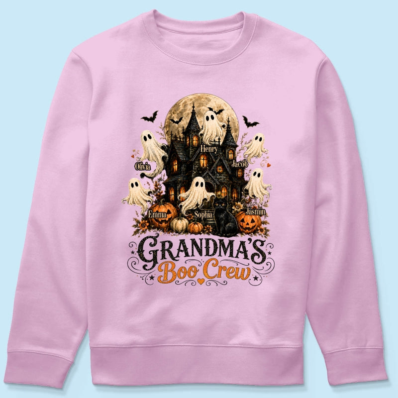 Grandma's Boo Crew Haunted House Halloween - Personalized Shirt - Gift for Grandma