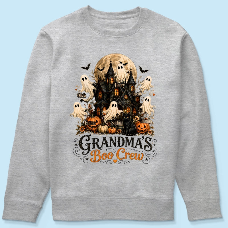 Grandma's Boo Crew Haunted House Halloween - Personalized Shirt - Gift for Grandma