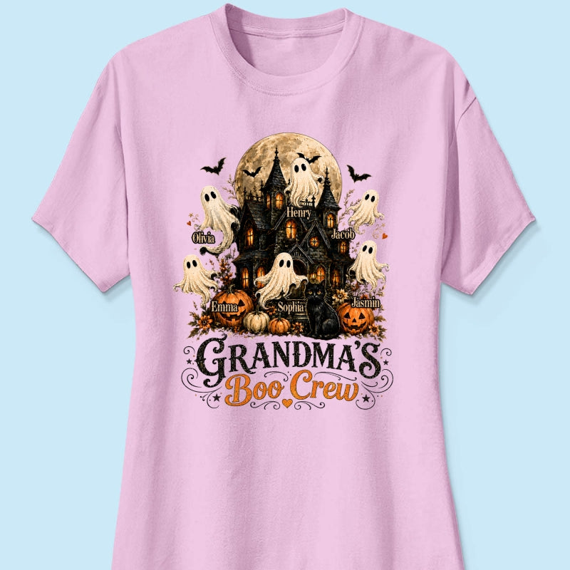 Grandma's Boo Crew Haunted House Halloween - Personalized Shirt - Gift for Grandma