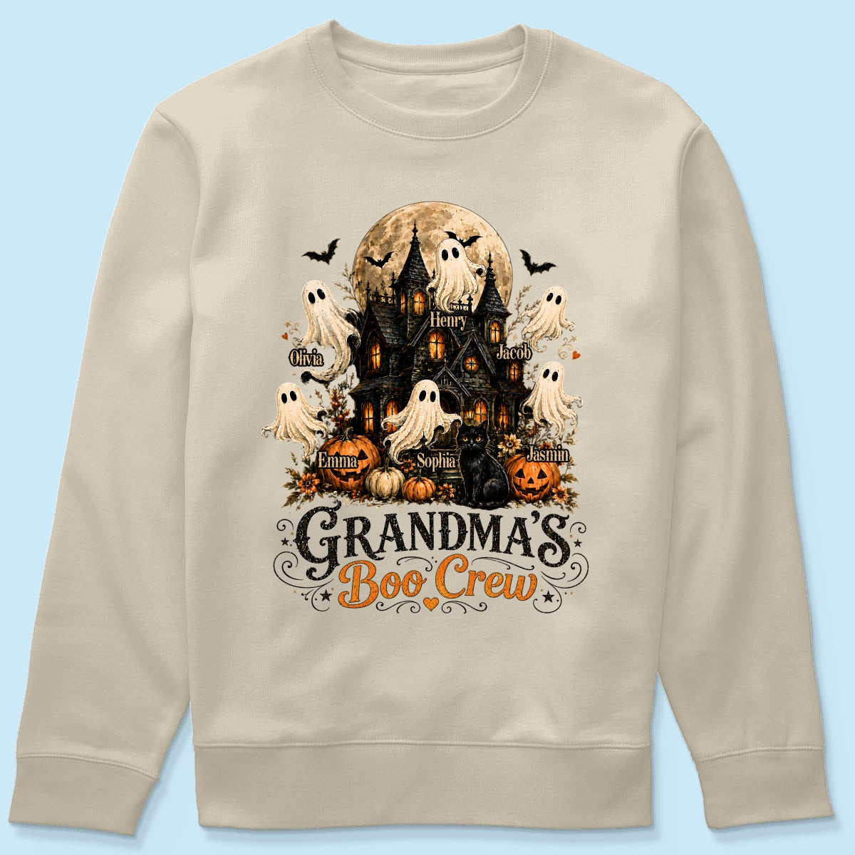 Grandma's Boo Crew Haunted House Halloween - Personalized Shirt - Gift for Grandma