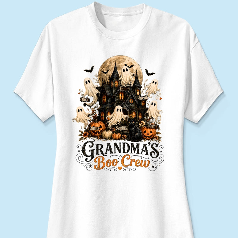 Grandma's Boo Crew Haunted House Halloween - Personalized Shirt - Gift for Grandma