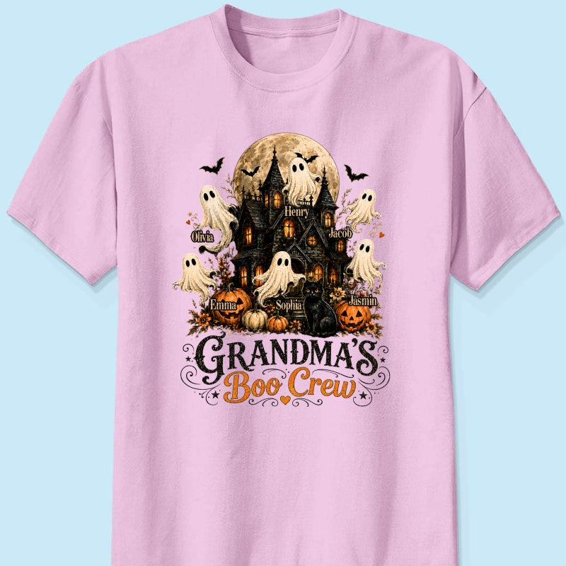 Grandma's Boo Crew Haunted House Halloween - Personalized Shirt - Gift for Grandma