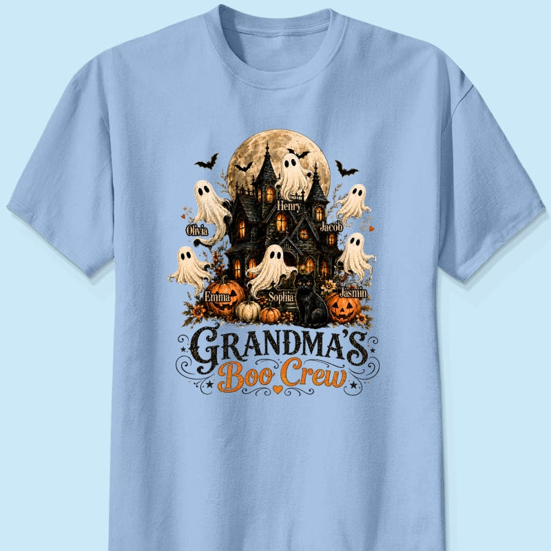 Grandma's Boo Crew Haunted House Halloween - Personalized Shirt - Gift for Grandma