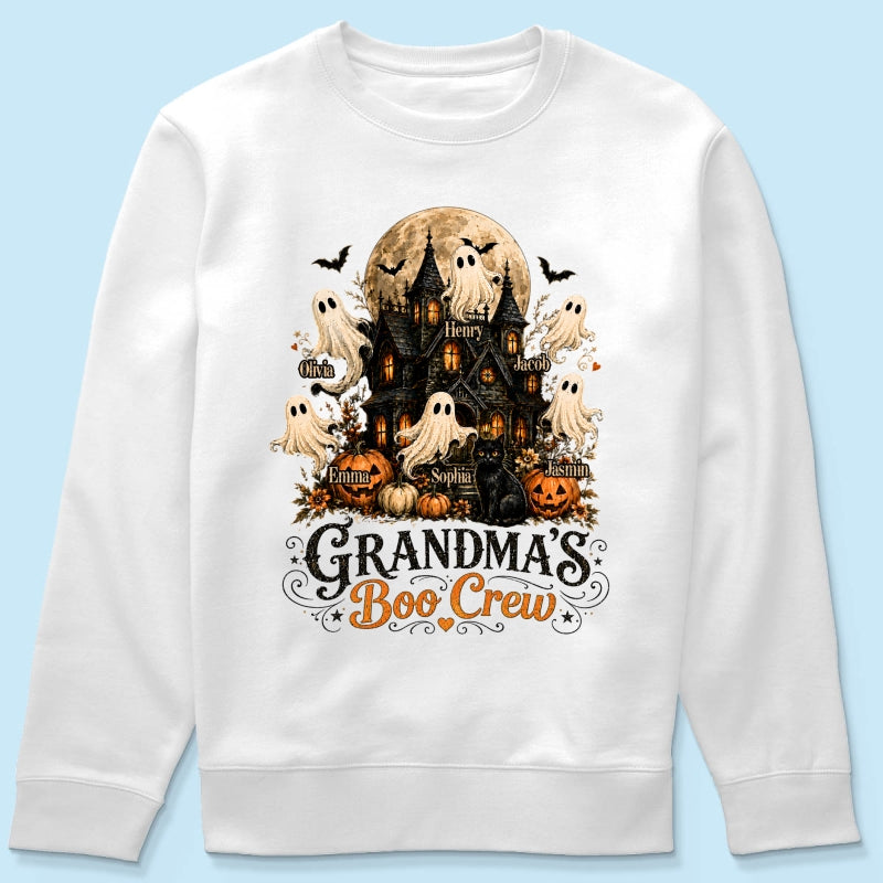 Grandma's Boo Crew Haunted House Halloween - Personalized Shirt - Gift for Grandma