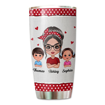 Polka Dot Pattern Grandma And Grandkids Personalized Tumbler